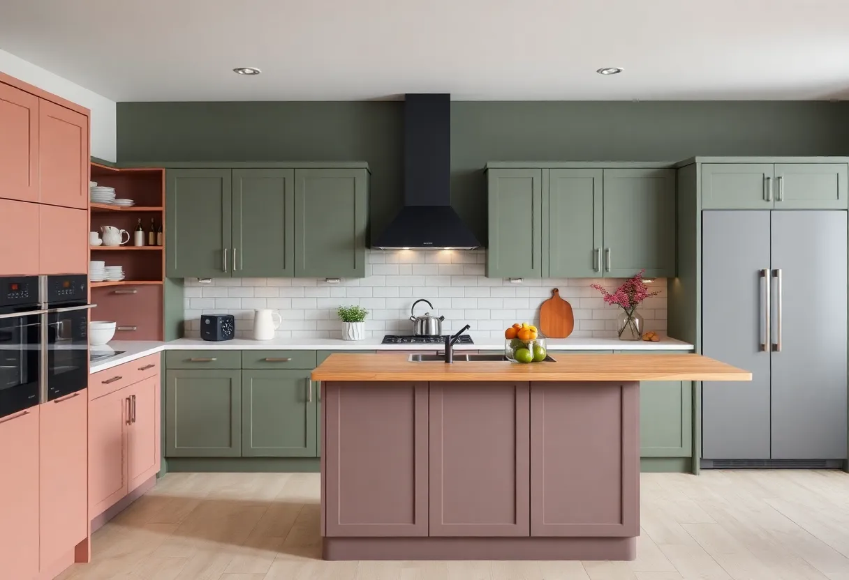 Modern kitchen displaying trendy paint colors of 2025