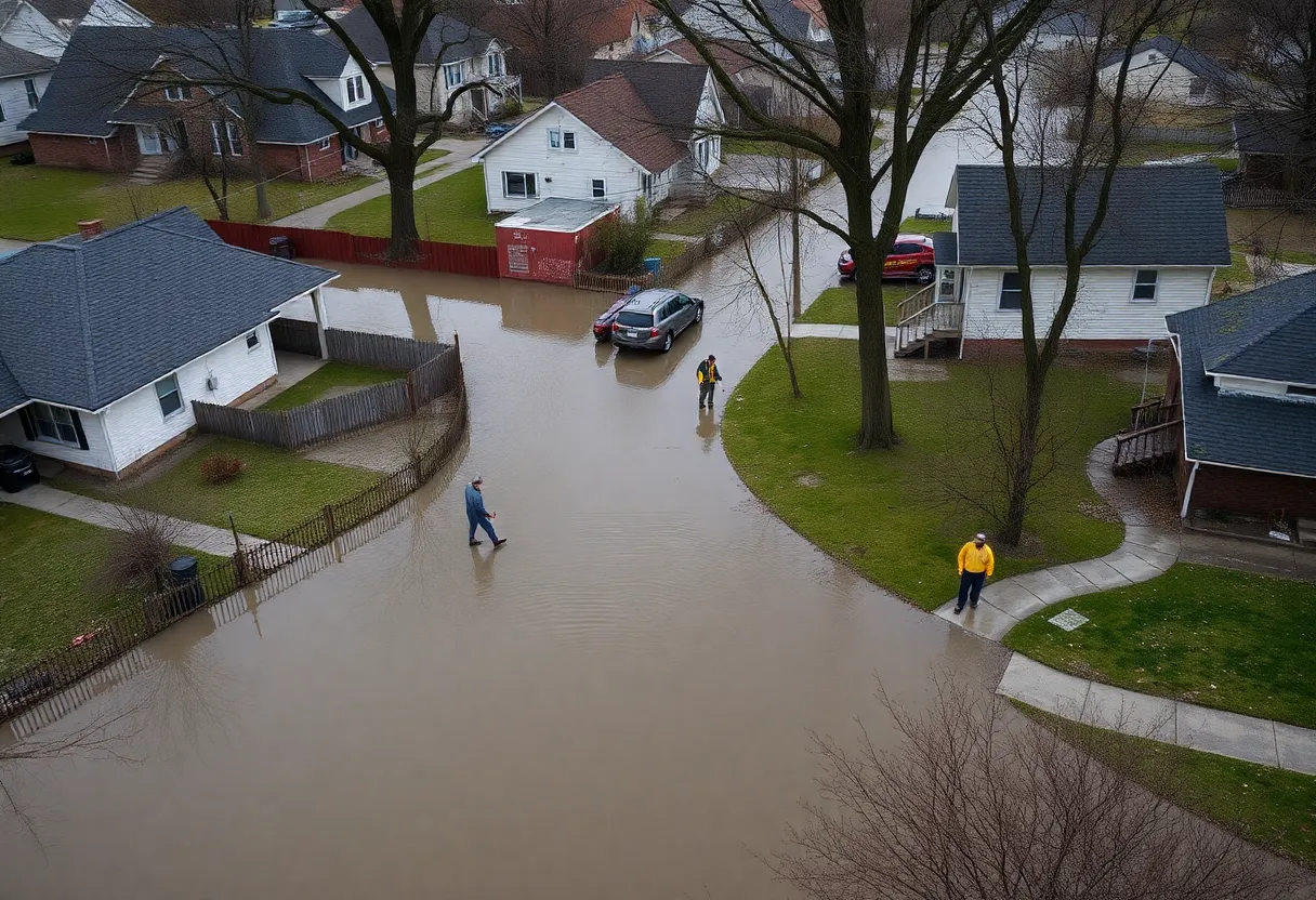 Flooded streets in Detroit during the water crisis