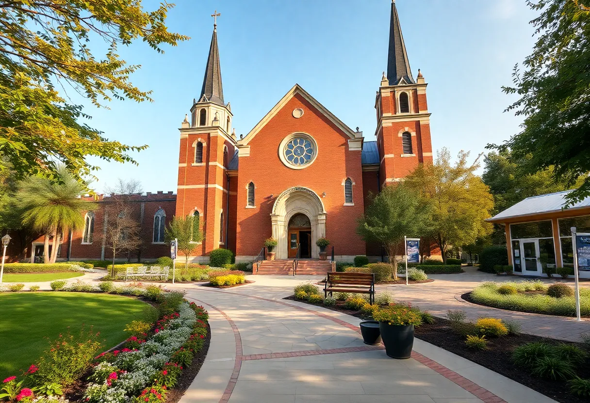 The Basilica of Ste. Anne after renovation with landscaping