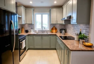 A modern kitchen remodeled with a stylish design and efficient layout.