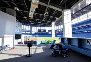 Renovated clubhouse at Dodger Stadium with modern facilities