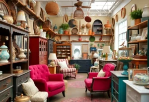 Colorful thrift store items for home renovation and decor