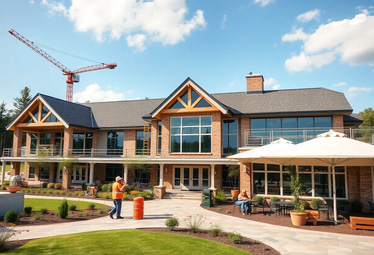 Workers renovating Travis Pointe Country Club in Ann Arbor