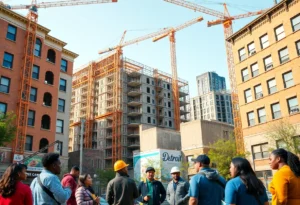 Community members discussing housing development in Detroit