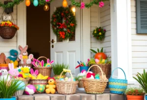 Home decorated with Easter baskets and treats