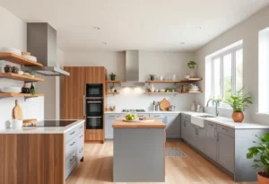 A well-planned kitchen layout with functional zones and stylish design.