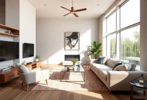 Renovated modern living room with elegant design