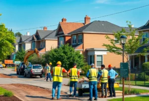 Construction workers engaged in home renovation in Detroit