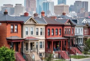 Renovated rental properties in Detroit with construction workers