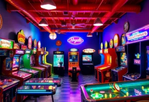 Interior view of the renovated Otto's Arcade featuring vintage arcade games.