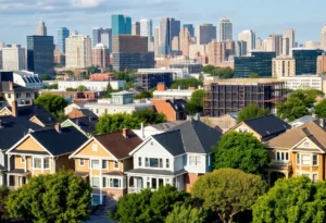 A view of Detroit's urban landscape featuring new renovations and construction.