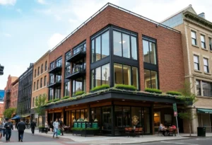 Architectural rendering of the renovation project in downtown Ann Arbor.