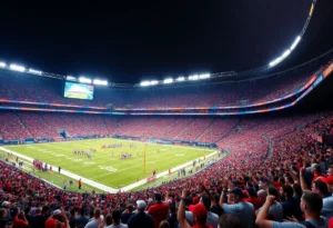 Crowd of fans in Michigan Stadium during a football game