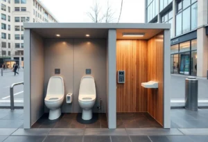 Advanced smart toilet in a clean public restroom
