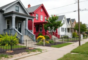 Renovated homes in a Detroit neighborhood signifying community development