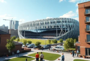 Rendering of the new soccer stadium in Detroit