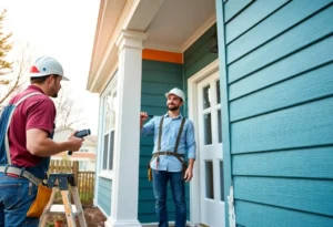 Professional painters working on a residential property renovation